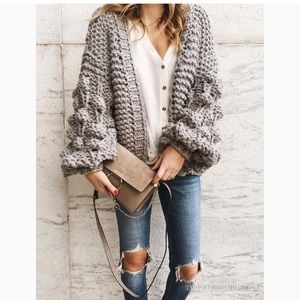 Goodnight macaroon  Pom pom sleeve cardigan
